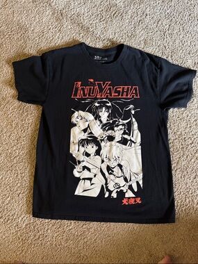 InuYasha Black Graphic Short Sleeve Tee - Anime Print